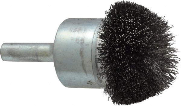 Osborn - 1-1/4" Brush Diam, Crimped, End Brush - 1/4" Diam Shank, 15,000 Max RPM - Exact Tooling