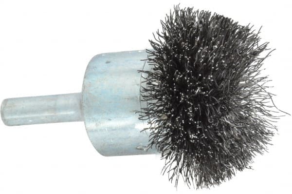 Osborn - 1-1/2" Brush Diam, Crimped, End Brush - 1/4" Diam Shank, 15,000 Max RPM - Exact Tooling