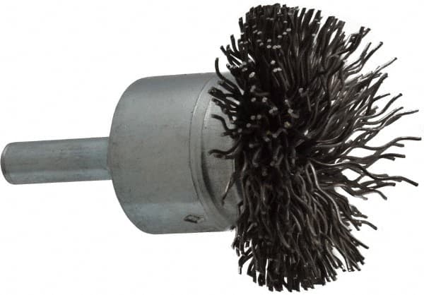 Osborn - 1-1/2" Brush Diam, Crimped, End Brush - 1/4" Diam Shank, 15,000 Max RPM - Exact Tooling