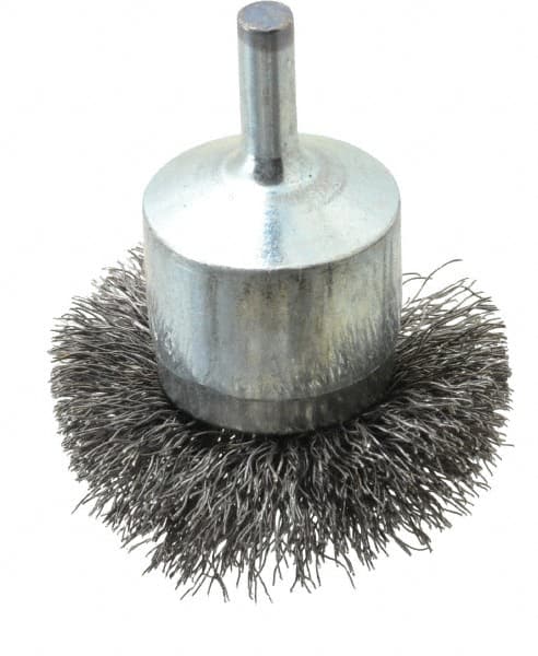 Osborn - 2" Brush Diam, Crimped, End Brush - 1/4" Diam Shank, 15,000 Max RPM - Exact Tooling