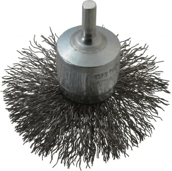Osborn - 3" Brush Diam, Crimped, End Brush - 1/4" Diam Shank, 15,000 Max RPM - Exact Tooling