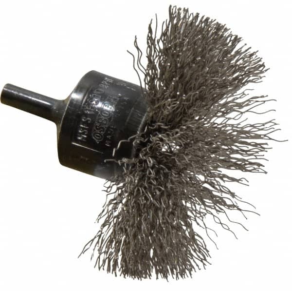 Osborn - 3" Brush Diam, Crimped, End Brush - 1/4" Diam Shank, 15,000 Max RPM - Exact Tooling
