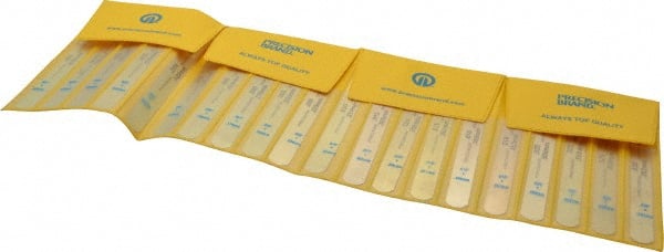 Precision Brand - 20 Piece, 0.001 to 0.03" Thick, Parallel Feeler Gage Set - 5" Leaf Length, 1/2" Wide, Brass - Exact Tooling