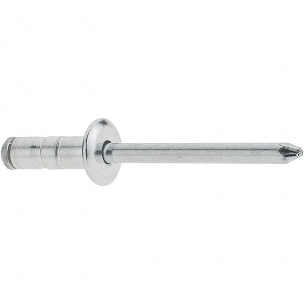 RivetKing - Size 52-54 Large Flange Head Aluminum Multi Grip Blind Rivet - Steel Mandrel, 0.047" to 0.276" Grip, 1/2" Head Diam, 0.16" to 0.164" Hole Diam, 0.512" Length Under Head, 5/32" Body Diam - Exact Tooling