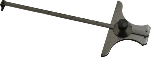 Starrett - 0 to 6 Inch Rule Measurement Range, 30 to 60° Angle Measurement Range, Steel Depth and Angle Gage with Rod - Exact Tooling