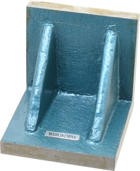 Interstate - 4" Wide x 4" Deep x 4" High Cast Iron Machined Angle Plate - Standard Plate, Flat Surface, Double Web, Single Plate - Exact Tooling