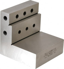 Starrett - 3" Wide x 3" Deep x 3" High Steel Precision-Ground Angle Plate - Stepped Plate, Machined Holes on Surface, Open End, Single Plate - Exact Tooling
