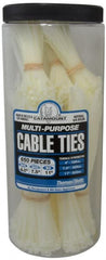 Thomas & Betts - 4 to 11 Inch Range, White Cable Ties - 3 Inch Bundle Diameter, 18, 40 and 50 Lb. Strength, Nylon - Exact Tooling