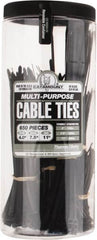 Thomas & Betts - 4 to 11 Inch Range, Black Cable Ties - 3 Inch Bundle Diameter, 18, 40 and 50 Lb. Strength, Nylon - Exact Tooling