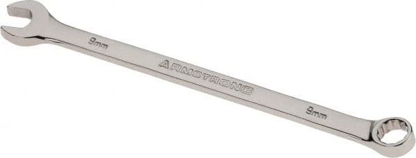 Armstrong - 9mm 12 Point Offset Combination Wrench - 15° Offset Angle, 6-1/8" OAL, Steel, Polished Finish - Exact Tooling
