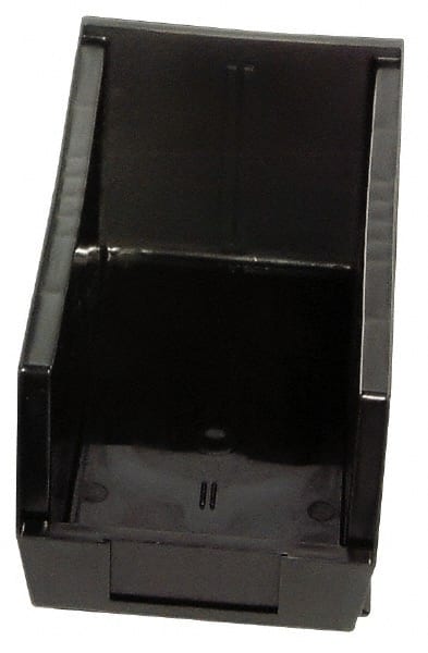 Quantum Storage - 10 Lb. Load Capacity, 5-3/8" Deep, Black Polypropylene Hopper Stacking Bin - 3" High x 4-1/8" Wide x 5-3/8" Long - Exact Tooling