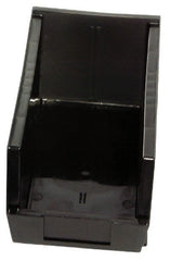 Quantum Storage - 10 Lb. Load Capacity, 5-3/8" Deep, Black Polypropylene Hopper Stacking Bin - 3" High x 4-1/8" Wide x 5-3/8" Long - Exact Tooling