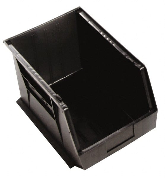 Quantum Storage - 75 Lb. Load Capacity, 18" Deep, Black Polypropylene Hopper Stacking Bin - 10" High x 11" Wide x 18" Long - Exact Tooling