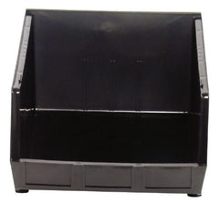 Quantum Storage - 75 Lb. Load Capacity, 18" Deep, Black Polypropylene Hopper Stacking Bin - 11" High x 16-1/2" Wide x 18" Long - Exact Tooling