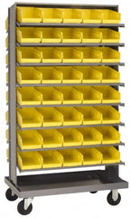 Quantum Storage - 27" Deep x 38" Wide x 64" High, Steel Floor Rack - 2 Sides, 80 Yellow Plastic Bins, 6-5/8" Bin Width x 4" Bin Height x 11-7/8" Bin Depth - Exact Tooling