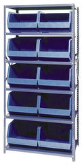 Quantum Storage - 18" Deep x 36" Wide x 75" High, Steel Open Hopper Storage Unit - 5/6 Shelves, 10 Yellow Plastic Bins, 16-1/2" Bin Width x 11" Bin Height x 18" Bin Depth - Exact Tooling