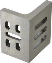 Interstate - 3" Wide x 2" Deep x 2-1/2" High Cast Iron Partially Machined Angle Plate - Slotted Plate, Through-Slots on Surface, Webbed, Single Plate - Exact Tooling