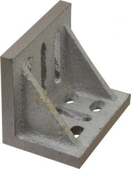 Interstate - 3-1/2" Wide x 2-1/2" Deep x 3" High Cast Iron Partially Machined Angle Plate - Slotted Plate, Through-Slots on Surface, Webbed, Single Plate - Exact Tooling