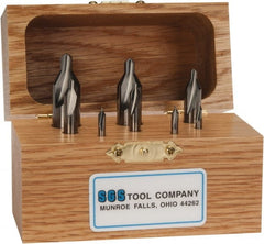 SGS - 8 Piece, #00 to 6, 1/8 to 1/2" Body Diam, 1/32 to 7/32" Point Diam, Plain Edge, Solid Carbide Combo Drill & Countersink Set - 60° Incl Angle, 1-1/2 to 3" OAL, Double End, 301 Series Compatibility - Exact Tooling