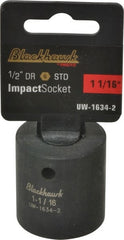 Blackhawk by Proto - 1/2" Drive 1-1/16" Standard Impact Socket - 6 Points, 1-3/4" OAL - Exact Tooling