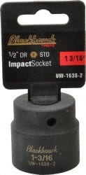 Blackhawk by Proto - 1/2" Drive 1-3/16" Standard Impact Socket - 6 Points, 2" OAL - Exact Tooling