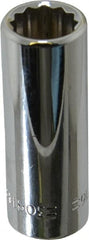 Blackhawk by Proto - 7/16", 3/8" Drive, Deep Hand Socket - 12 Points, 1-13/16" OAL, Chrome Finish - Exact Tooling
