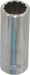Blackhawk by Proto - 1/2", 3/8" Drive, Deep Hand Socket - 12 Points, 1-13/16" OAL, Chrome Finish - Exact Tooling