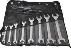 Blackhawk by Proto - 8 Piece, 6mm x 7mm to 20mm x 22mm, Open End Wrench Set - Metric Measurement Standard, Full Polish Finish, Comes in Vinyl Roll - Exact Tooling