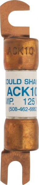 Ferraz Shawmut - 10 Amp Time Delay Round Forklift & Truck Fuse - 125VAC, 125VDC, 3.07" Long x 0.5" Wide, Bussman ACK10, Ferraz Shawmut ACK10 - Exact Tooling