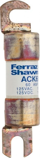 Ferraz Shawmut - 60 Amp Time Delay Round Forklift & Truck Fuse - 125VAC, 125VDC, 3.74" Long x 0.75" Wide, Bussman ACK60, Ferraz Shawmut ACK60 - Exact Tooling