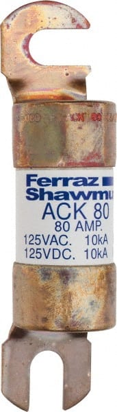 Ferraz Shawmut - 80 Amp Time Delay Round Forklift & Truck Fuse - 125VAC, 125VDC, 4.46" Long x 1" Wide, Bussman ACK80, Ferraz Shawmut ACK80 - Exact Tooling