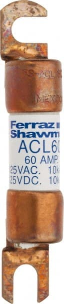 Ferraz Shawmut - 60 Amp General Purpose Round Forklift & Truck Fuse - 125VAC, 125VDC, 3.07" Long x 0.5" Wide, Bussman ACL60, Ferraz Shawmut ACL60 - Exact Tooling