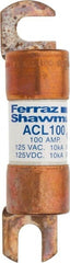 Ferraz Shawmut - 100 Amp General Purpose Round Forklift & Truck Fuse - 125VAC, 125VDC, 3.49" Long x 0.75" Wide, Bussman ACL100, Ferraz Shawmut ACL100 - Exact Tooling