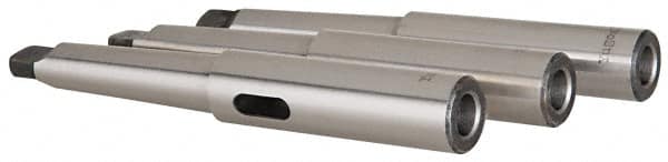 Interstate - MT1 Inside Morse Taper, MT2 Outside Morse Taper, Extension Morse Taper to Morse Taper - 6-1/4" OAL, Medium Carbon Steel, Soft with Hardened Tang - Exact Tooling
