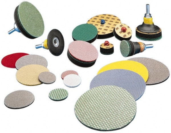 3M - 1" Diam, 60 Grit, Diamond Hook & Loop Disc - Medium Grade, Coated, Cloth Backing, Series 6002J - Exact Tooling