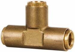 Norgren - 3/8" Outside Diam, Brass Push-to-Connect Tube Union Tee - 150 Max psi, Tube to Tube Connection, Buna O-Ring - Exact Tooling