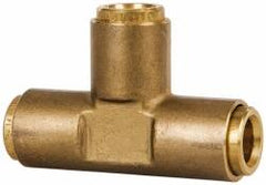 Norgren - 3/8" Outside Diam, Brass Push-to-Connect Tube Union Tee - 150 Max psi, Tube to Tube Connection, Buna O-Ring - Exact Tooling