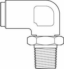 Norgren - 3/8" Outside Diam, 1/4 NPT, Brass Push-to-Connect Tube Male Swivel Elbow - 150 Max psi, Tube to Male NPT Connection, Buna O-Ring - Exact Tooling