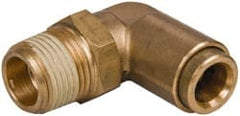 Norgren - 3/8" Outside Diam, 3/8 NPT, Brass Push-to-Connect Tube Male Swivel Elbow - 150 Max psi, Tube to Male NPT Connection, Buna O-Ring - Exact Tooling