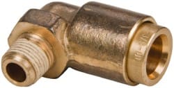 Norgren - 3/8" Outside Diam, 1/8 NPT, Brass Push-to-Connect Tube Male Elbow - 150 Max psi, Tube to Male NPT Connection, Buna O-Ring - Exact Tooling