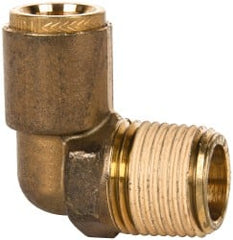 Norgren - 1/2" Outside Diam, 1/2 NPT, Brass Push-to-Connect Tube Male Elbow - 150 Max psi, Tube to Male NPT Connection, Buna O-Ring - Exact Tooling