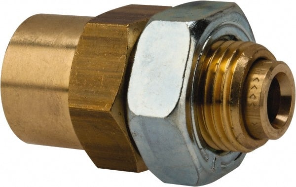 Norgren - 1/4" Outside Diam, 1/4 NPT, Brass Push-to-Connect Tube Female Bulkhead - 150 Max psi, Buna O-Ring - Exact Tooling