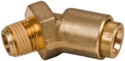 Norgren - 1/4" Outside Diam, 1/8 NPT, Brass Push-to-Connect Tube Male 45° Elbow - 150 Max psi, Tube to Male Connection, Buna O-Ring - Exact Tooling