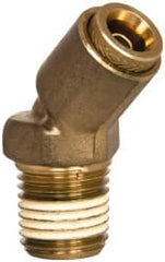 Norgren - 1/2" Outside Diam, 1/2 NPT, Brass Push-to-Connect Tube Male 45° Elbow - 150 Max psi, Tube to Male Connection, Buna O-Ring - Exact Tooling
