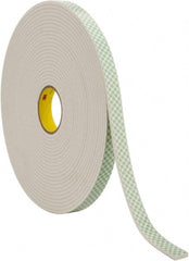3M - 1" x 18 Yd Acrylic Adhesive Double Sided Tape - 1/4" Thick, Off-White, Urethane Foam Liner, Continuous Roll, Series 4004 - Exact Tooling