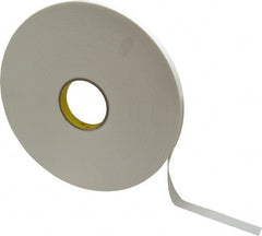 3M - 3/4" x 72 Yd Rubber Adhesive Double Sided Tape - 1/32" Thick, White, Polyethylene Foam Liner, Continuous Roll, Series 4462W - Exact Tooling