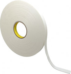 3M - 3/4" x 36 Yd Rubber Adhesive Double Sided Tape - 1/16" Thick, White, Polyethylene Foam Liner, Continuous Roll, Series 4466W - Exact Tooling