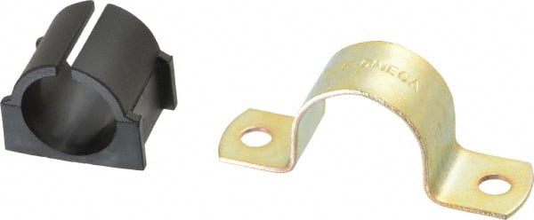 ZSI - 7/8" Tube, Steel, Zinc Plated Tube Strap with Cushion - 2 Mounting Holes - Exact Tooling