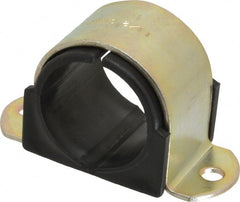 ZSI - 1-1/2" Tube, Steel, Zinc Plated Tube Strap with Cushion - 2 Mounting Holes - Exact Tooling