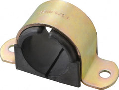 ZSI - 1-1/4 Pipe, Steel, Zinc Plated Pipe Strap with Cushion - 2 Mounting Holes - Exact Tooling